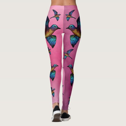 Boundless Wanderer: Veelkleurige Swift Bird Leggings (Achterkant)