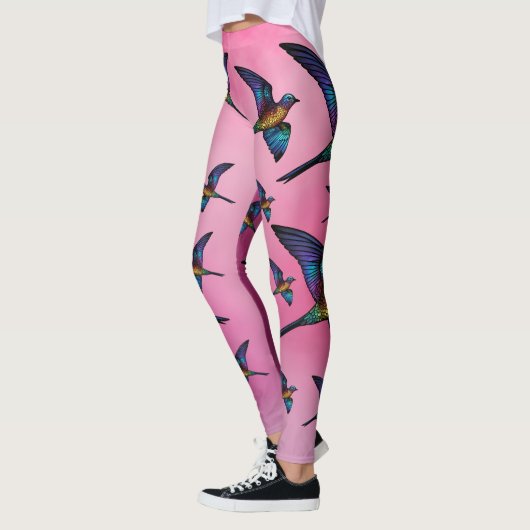 Boundless Wanderer: Veelkleurige Swift Bird Leggings (Links)