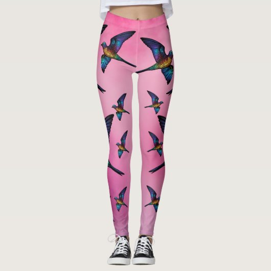 Boundless Wanderer: Veelkleurige Swift Bird Leggings (Voorkant)
