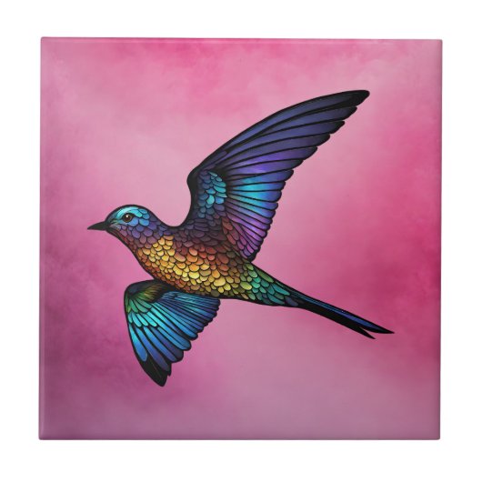 Boundless Wanderer: Veelkleurige Swift Bird Tegeltje (Voorkant)