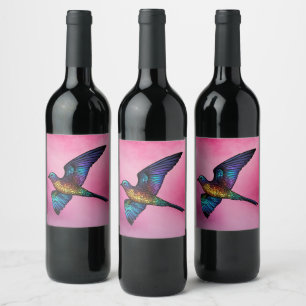 Boundless Wanderer: Veelkleurige Swift Bird Wijn Etiket