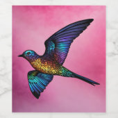Boundless Wanderer: Veelkleurige Swift Bird Wijn Etiket (Enkel label)