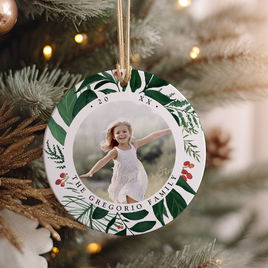 Bounful Botanical Persoonlijke Foto Keramisch Ornament