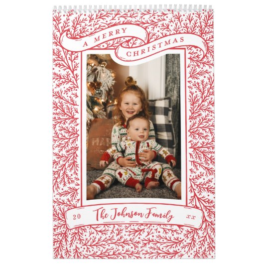 Bounful Branches Red and White-kerstfoto Kalender (Hoes)