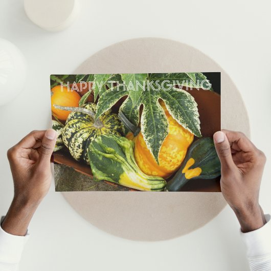 Bounful Harvest Squash Photo Thanksgiving Feestdagen Kaart