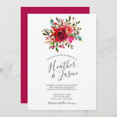 Bounful Roos Ruby Red Wedding Kaart (Voorkant / Achterkant)