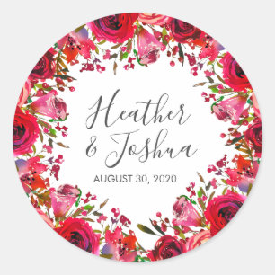 Bounful Roos Ruby Red Wedding Ronde Sticker