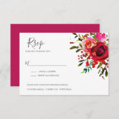 Bounful Roos Ruby Red Wedding RSVP Kaartje (Voorkant / Achterkant)