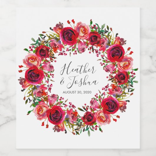 Bounful Roos Ruby Red Wedding Wijn Etiket (Enkel label)