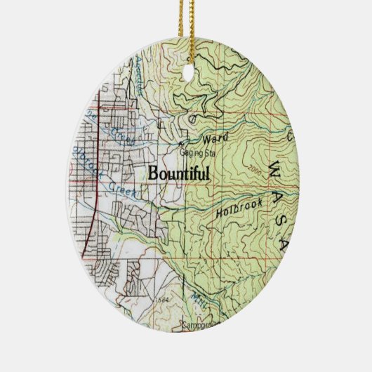 Bounful Utah Topo Map Keramisch Ornament (Rechts)