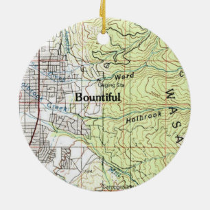 Bounful Utah Topo Map Keramisch Ornament