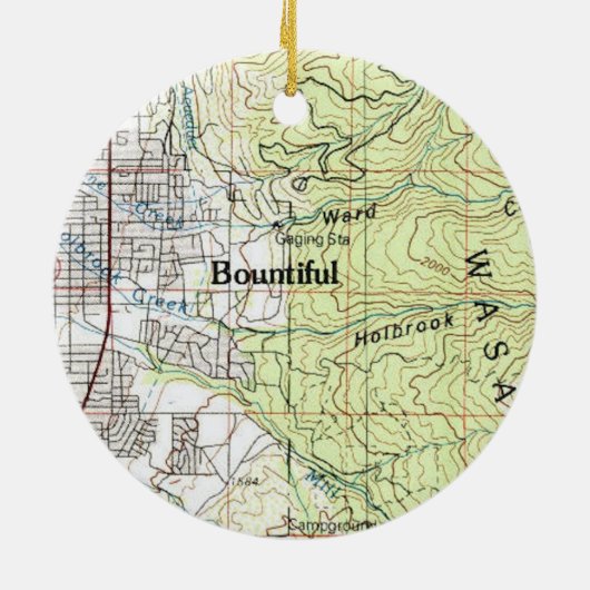 Bounful Utah Topo Map Keramisch Ornament (Achterkant)