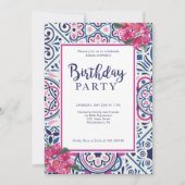 Bounganvillea en tegels Birthday Uitnodiging (Voorkant)