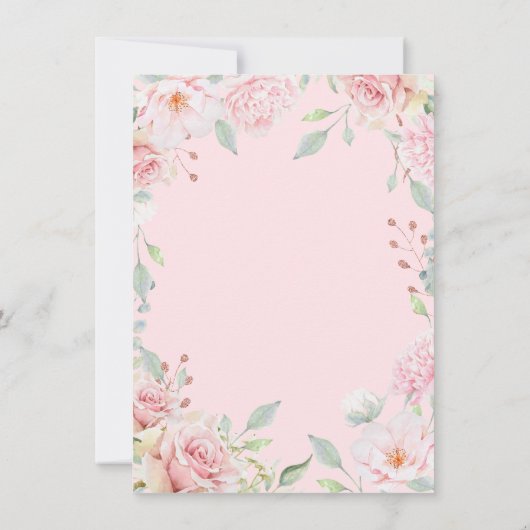 Bounke Rozen Elegant Pink Floral Baptisme Foto Bedankkaart (Achterkant)