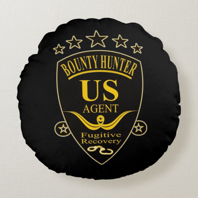 Bounty Hunter Agent Rond Kussen (Voorkant)