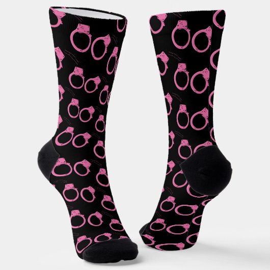 Bounty Hunter Fun roze handboeien Print Sokken (Gebogen)