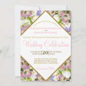 Bounty of Pastel Flowers Diamond Lijst Bruiloft Kaart (Voorkant)