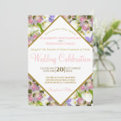 Bounty of Pastel Flowers Diamond Lijst Bruiloft Kaart (Staand voorkant)