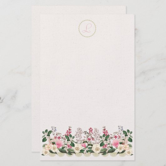 Bountyful Garden Elegant Monogram Stationery Briefpapier (Voorkant / Achterkant)