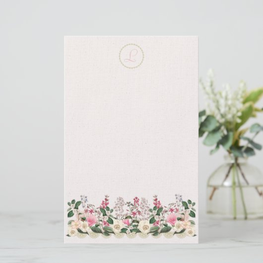 Bountyful Garden Elegant Monogram Stationery Briefpapier (Staand voorkant)