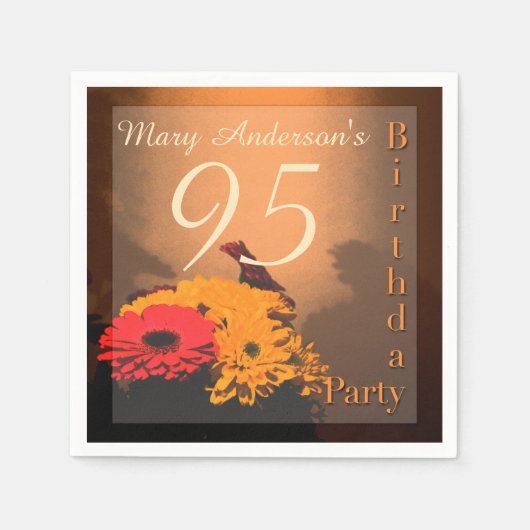  Bouquet 95th Birthday Paper Napkin Servetten (Voorkant)