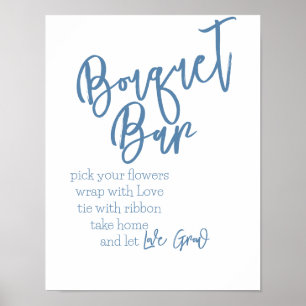 Bouquet Bar Dusty Blue Poster