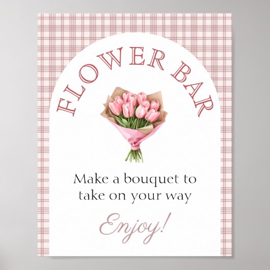 Bouquet bar Pink Fresh off market Bridal Shower Poster (Voorkant)