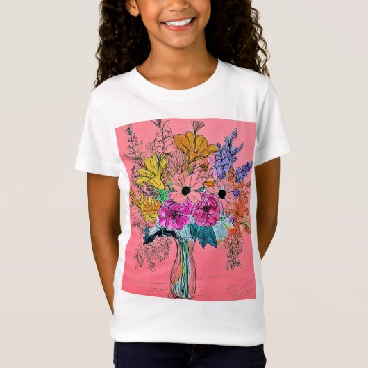 "Bouquet Beauty" Fijne Jersey T-shirt (Voorkant)