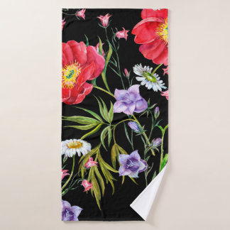 Bouquet bloemen, waterverf, naadloos patroon badhanddoek