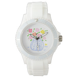 Bouquet Blue en White Watch Horloge