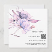 *~* Bouquet Blush Pink AR15 Floral QR RSVP BRUILOF Kaart (Achterkant)