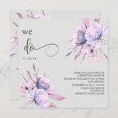 *~* Bouquet Blush Pink Floral AR15 QR RSVP WEDDING Kaart (Voorkant / Achterkant)