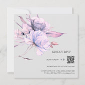*~* Bouquet Blush Pink Floral AR15 QR RSVP WEDDING Kaart (Achterkant)