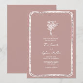 Bouquet Border Blush Roze bruiloft Kaart (Voorkant / Achterkant)