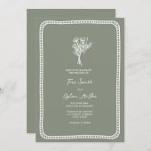 Bouquet Border Blush Sage Green Wedding Kaart (Voorkant / Achterkant)