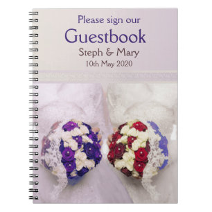 Bouquet Brides Guestbook voor een lesbiennes huwel Notitieboek