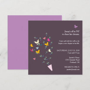 Bouquet Butterflies Farewell Party-uitnodiging Kaart