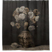 Bouquet - Dahlia en Skulls Douchegordijn (Voorkant)
