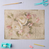 Bouquet de Rozen White Roses on Ledger Decoupage Tissuepapier (Craft)