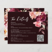 Bouquet Floral Burgundy QR code Details Wedding (Voorkant / Achterkant)