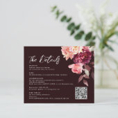 Bouquet Floral Burgundy QR code Details Wedding  (Staand voorkant)