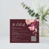 Bouquet Floral Burgundy QR code Details Wedding  (Staand voorkant)