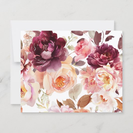 Bouquet Floral Burgundy QR code Details Wedding (Achterkant)