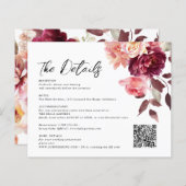 Bouquet Floral Burgundy QR code Details Wedding (Voorkant / Achterkant)