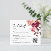 Bouquet Floral Burgundy QR code Details Wedding  (Staand voorkant)