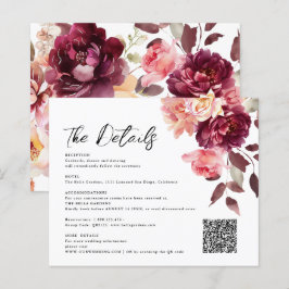 Bouquet Floral Burgundy QR code Details Wedding 