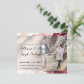 Bouquet Floral Burgundy Wedding Photo Save theDate (Staand voorkant)