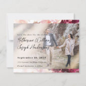 Bouquet Floral Burgundy Wedding Photo Save theDate (Voorkant)