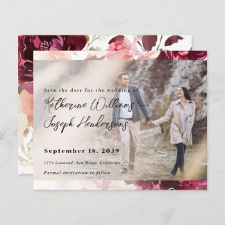 Bouquet Floral Burgundy Wedding Photo Save theDate