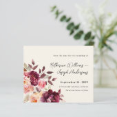 Bouquet Floral Burgundy Wedding Save the Date (Staand voorkant)